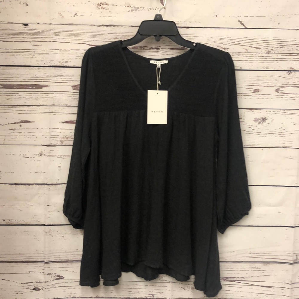 RETHM charcoal gray peasant top VARIOUS SIZES *READ BIO*‎